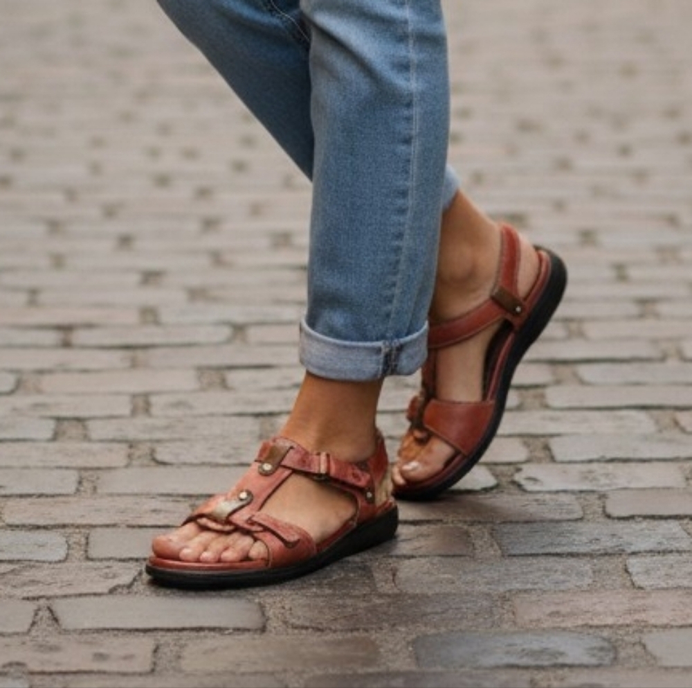 Clarks Unstructured Red Leather Sandals Women’s 5.5M‎ Comfort Slingback Casual